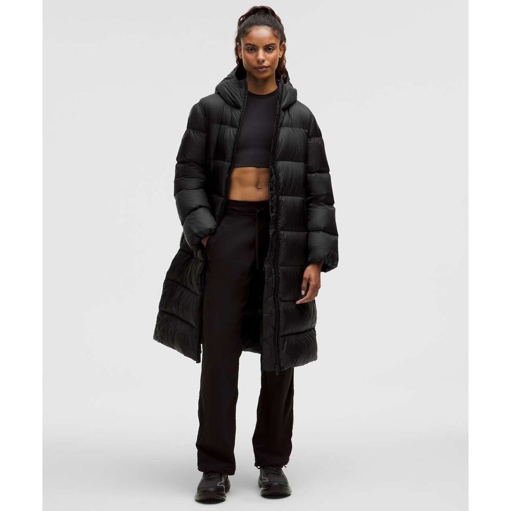 Nwt Lululemon Featherweight 900down-Fill Long Puffer Jacket Size Xl Black